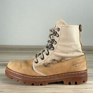 Vintage 90s American Eagle OUTBACK Womens 6 Khaki Canvas Leather Combat Boots